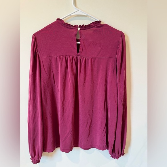 Lucky Brand Smocked Long Sleeve Blouse with Bib Collar - Picture 4 of 6